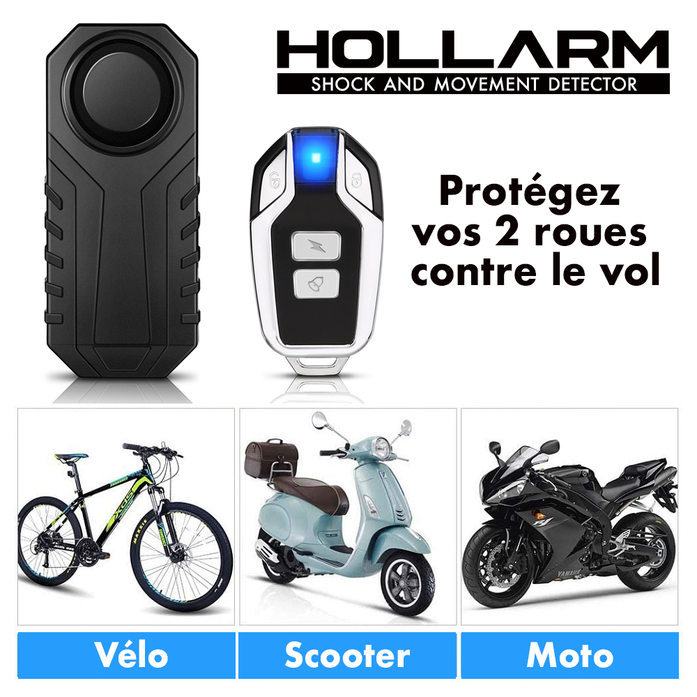 HOLLARM Alarme pour 2 roues à télécommande