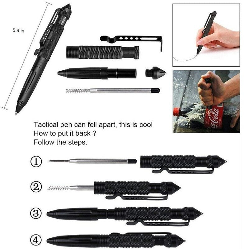 Stylo Multi-fonctionnel Anti-dérapant TACTICAL, votre allié ultime pour la défense personnelle