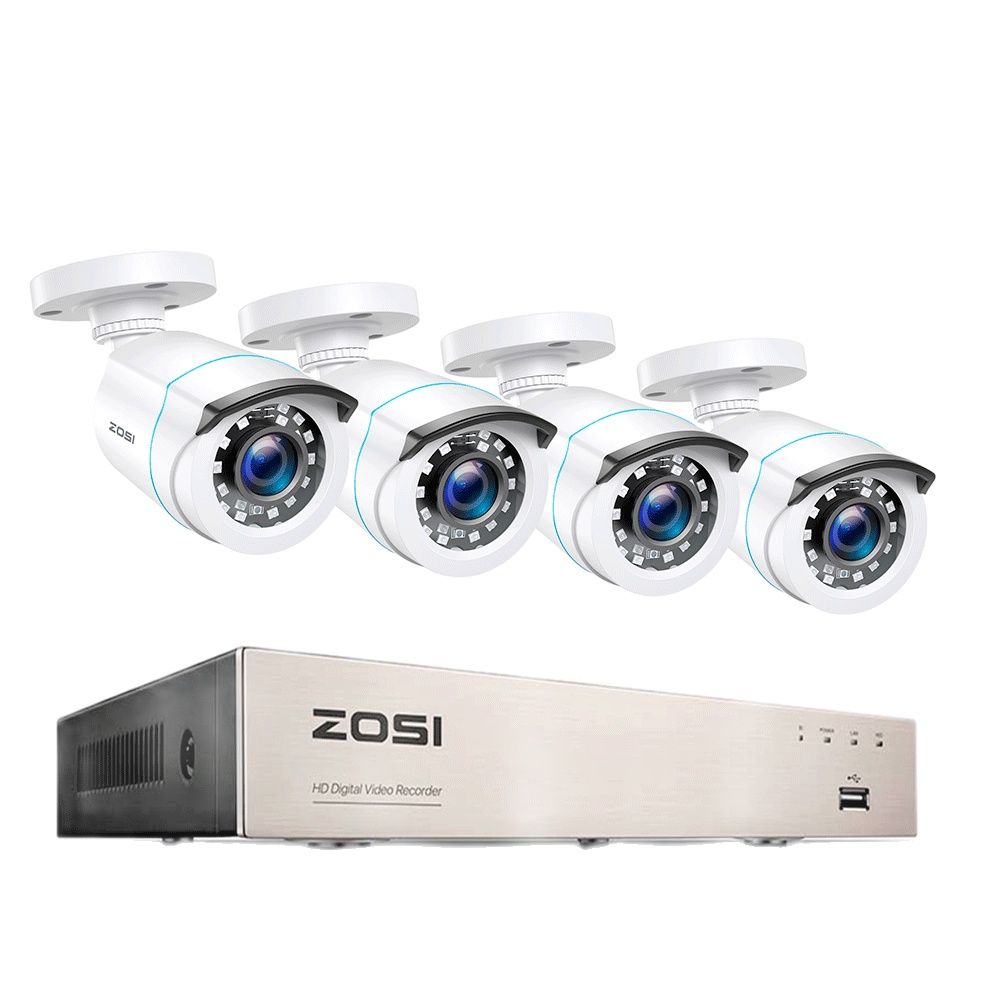 ZOSI Home Security System H.265+ 8CH DVR 4/8pcs 2.0MP 1080p Night Vision Outdoor Surveillance Waterproof Camera Kits