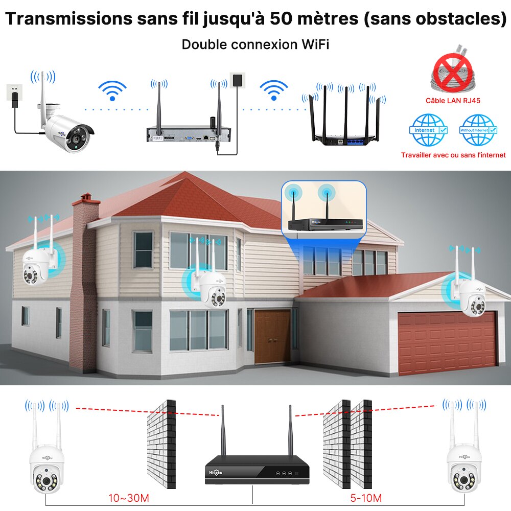 Hiseeu 5MP WiFi CCTV Camera Security System Kit 10CH NVR Recorder Set P2P Outdoor Wireless IP Cameras Video Surveillance System