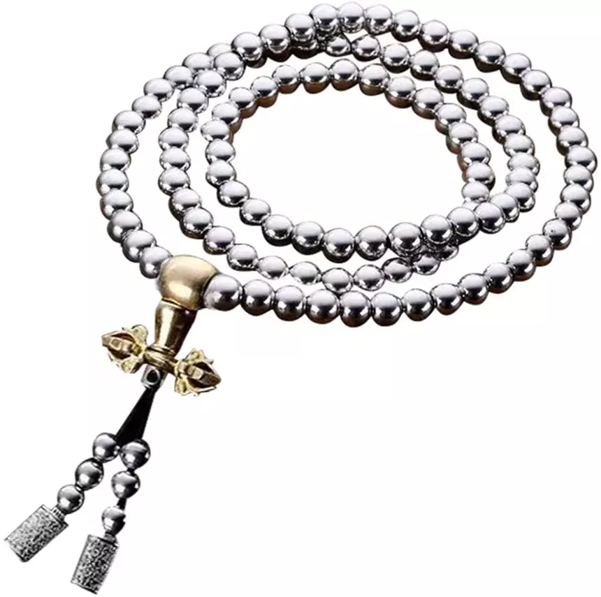 Chaine de Bouddha Acier (perles acier 8mm)