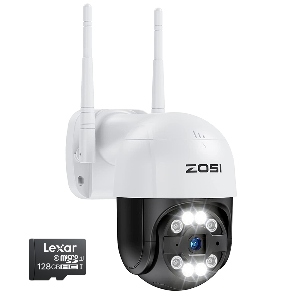 Caméra de surveillance sans fil intelligente HD ZOSI 3MP avec détection humaine AI et vision nocturne en couleur