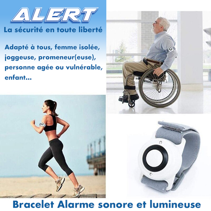 ALERT, Bracelet Alarme 130 dB et LEDs rouges