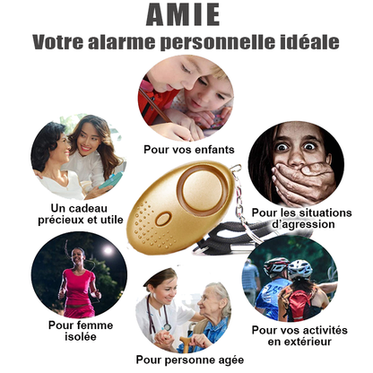 AMIE, Alarme portable Anti Agression 130dB avec led blanche.