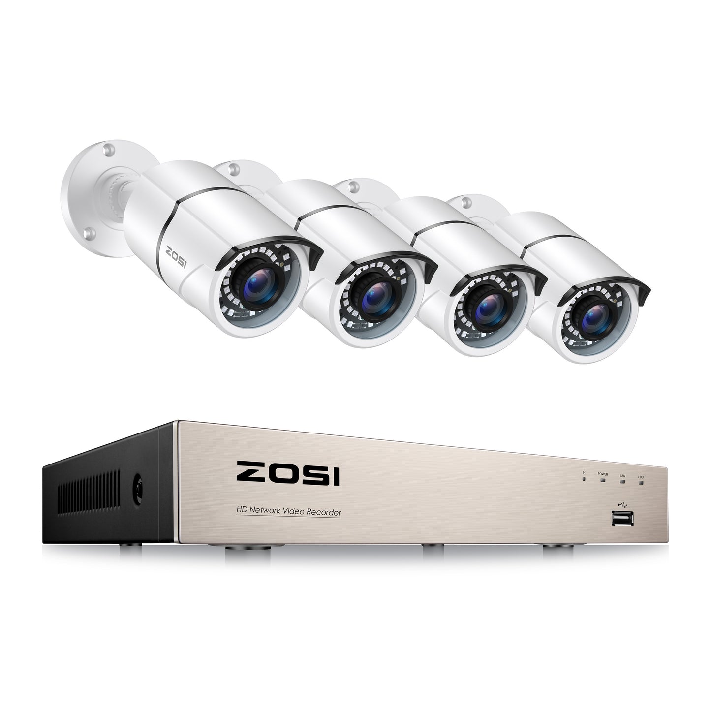 Système de caméras de sécurité POE ZOSI H.265+ 8CH 5MP. enregistrement, détection de mouvement.