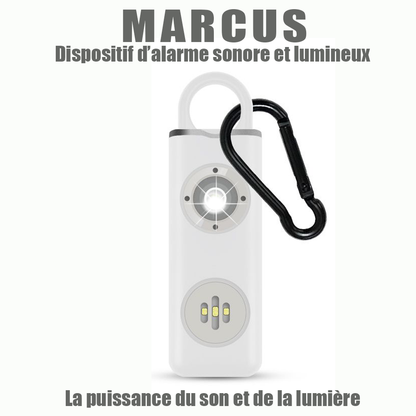MARCUS, Alarme portable rechargeable, 130dB avec led blanche stroboscopique,