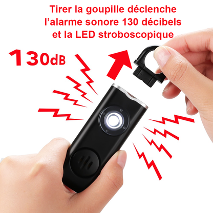 MARCUS, Alarme portable rechargeable, 130dB avec led blanche stroboscopique,
