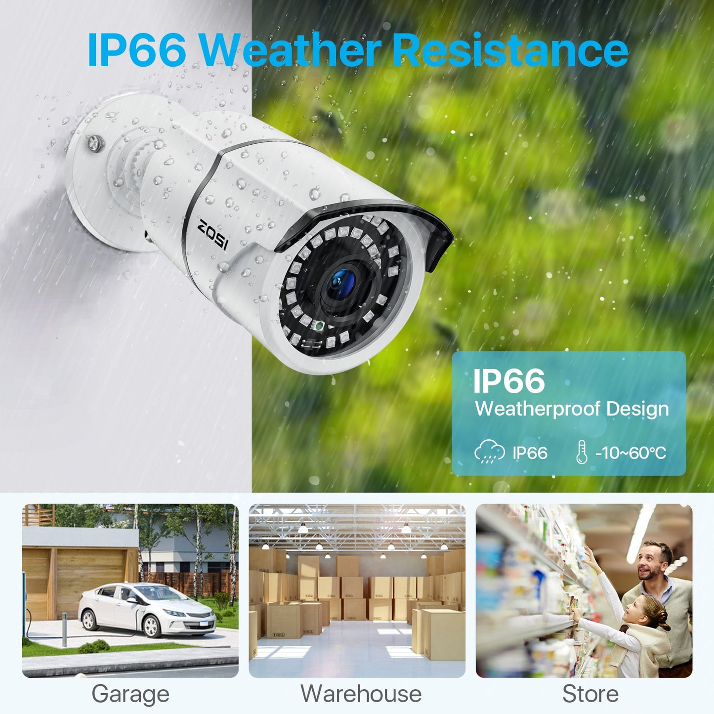Système de caméras de sécurité POE ZOSI H.265+ 8CH 5MP. enregistrement, détection de mouvement.