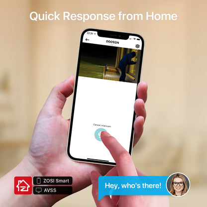 Caméra de surveillance sans fil intelligente HD ZOSI 3MP avec détection humaine AI et vision nocturne en couleur