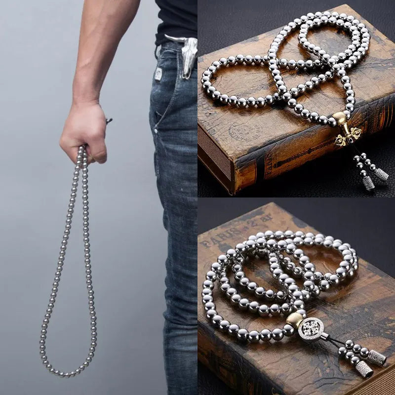 Chaine de Bouddha Acier (perles acier 8mm)
