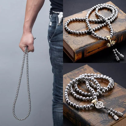 Chaine de Bouddha Acier (perles acier 8mm)