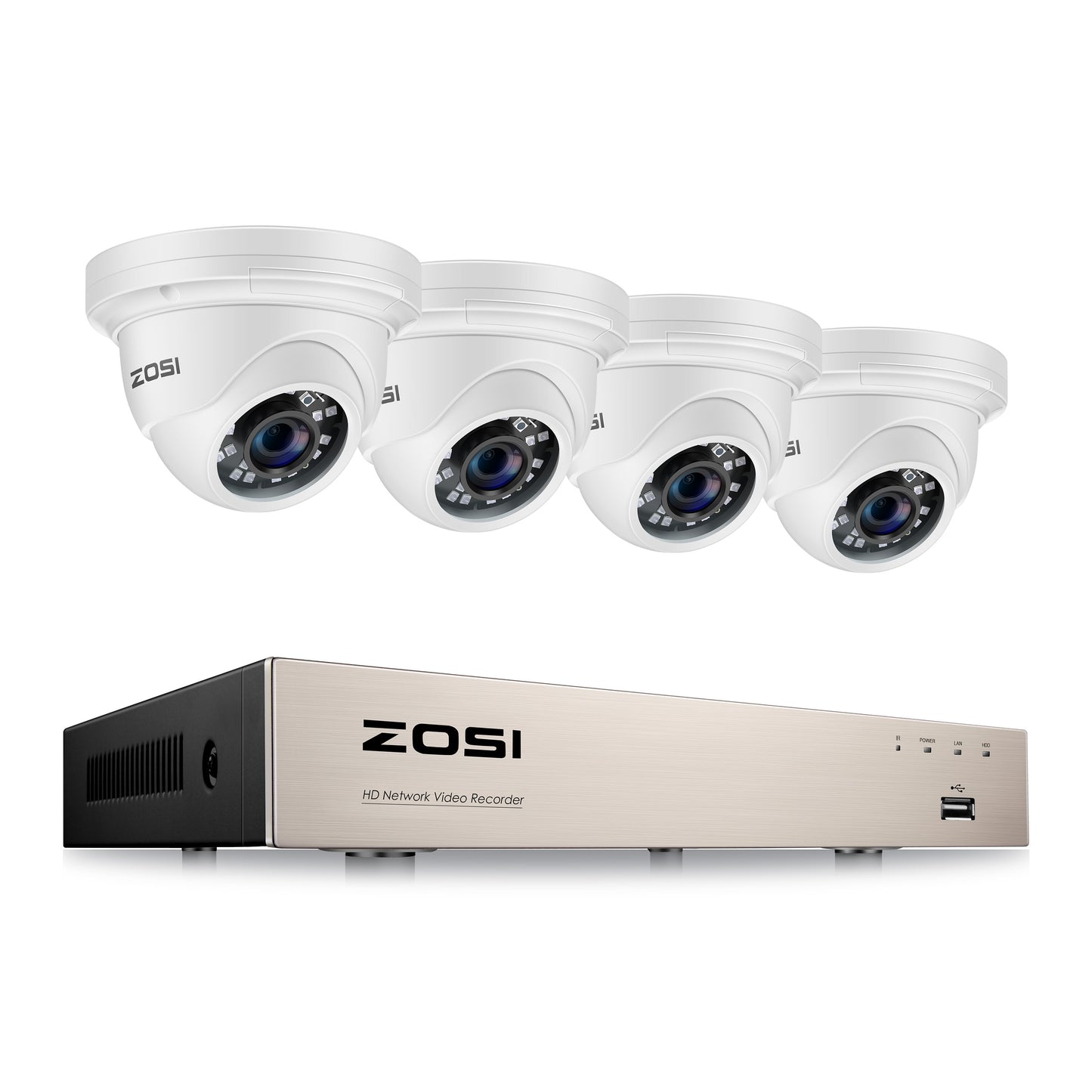 Système de caméras de sécurité POE ZOSI H.265+ 8CH 5MP. enregistrement, détection de mouvement.