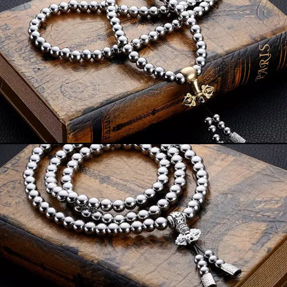 Chaine de Bouddha Acier (perles acier 8mm)