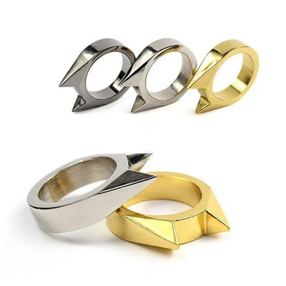 Anneau bague de défense métal 2 pointes