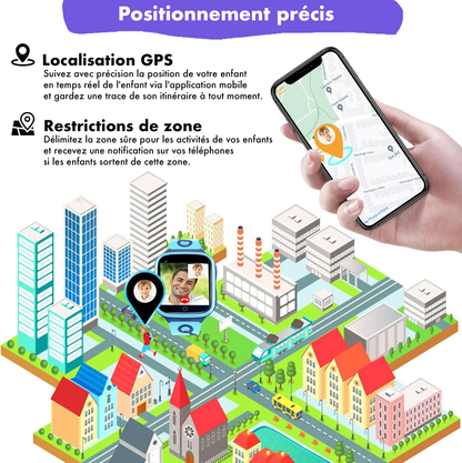 SMART KIDS, Montre intelligente pour enfants, SOS, appel vidéo, téléphone, balise GPS