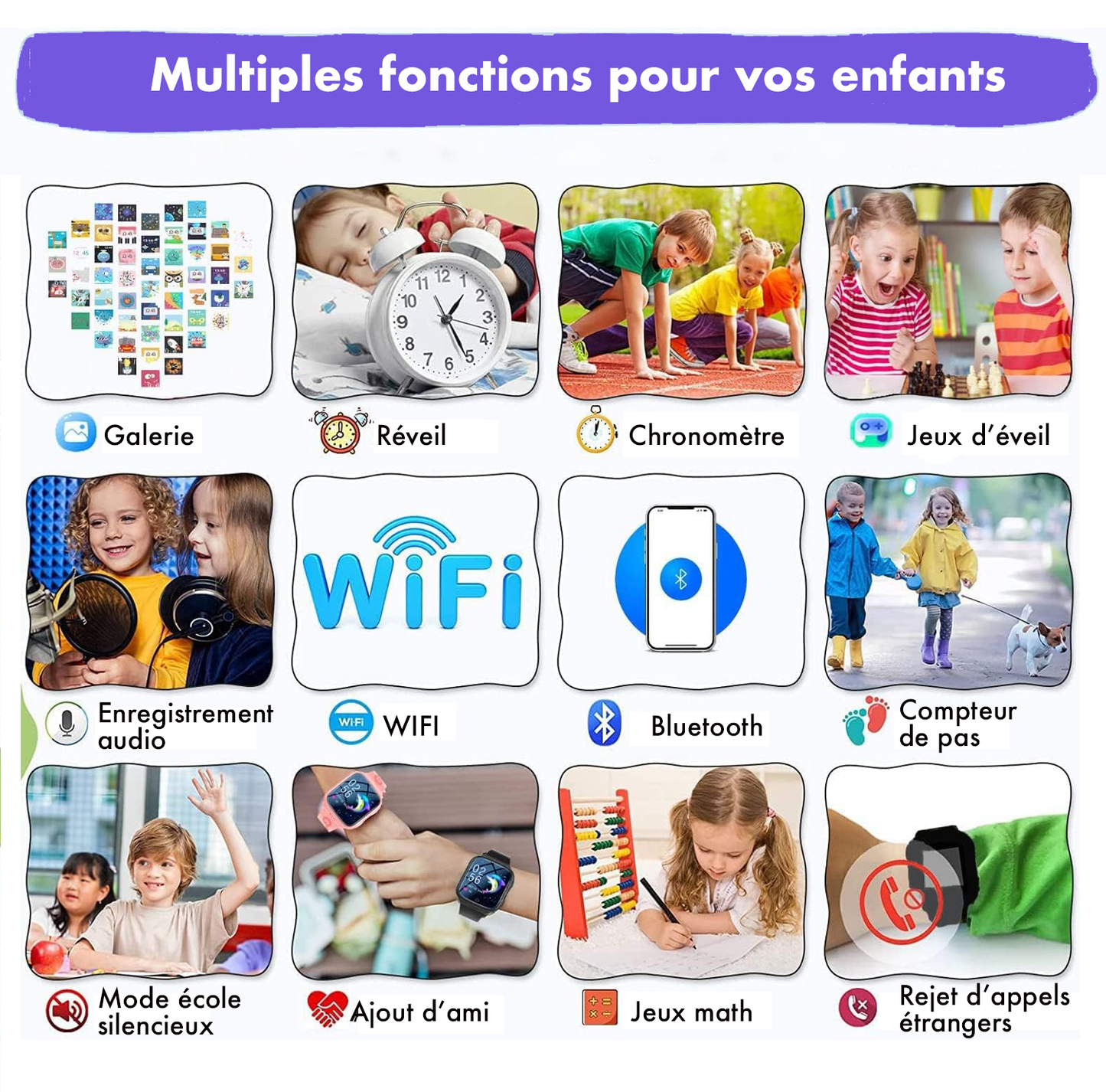 SMART KIDS, Montre intelligente pour enfants, SOS, appel vidéo, téléphone, balise GPS