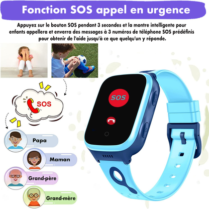SMART KIDS, Montre intelligente pour enfants, SOS, appel vidéo, téléphone, balise GPS