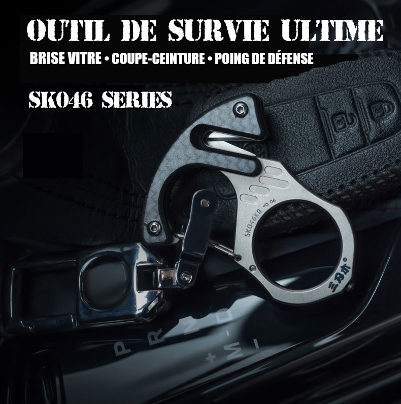 SANRENMU SK046 Outil de survie polyvalent en titane et fibre de carbone