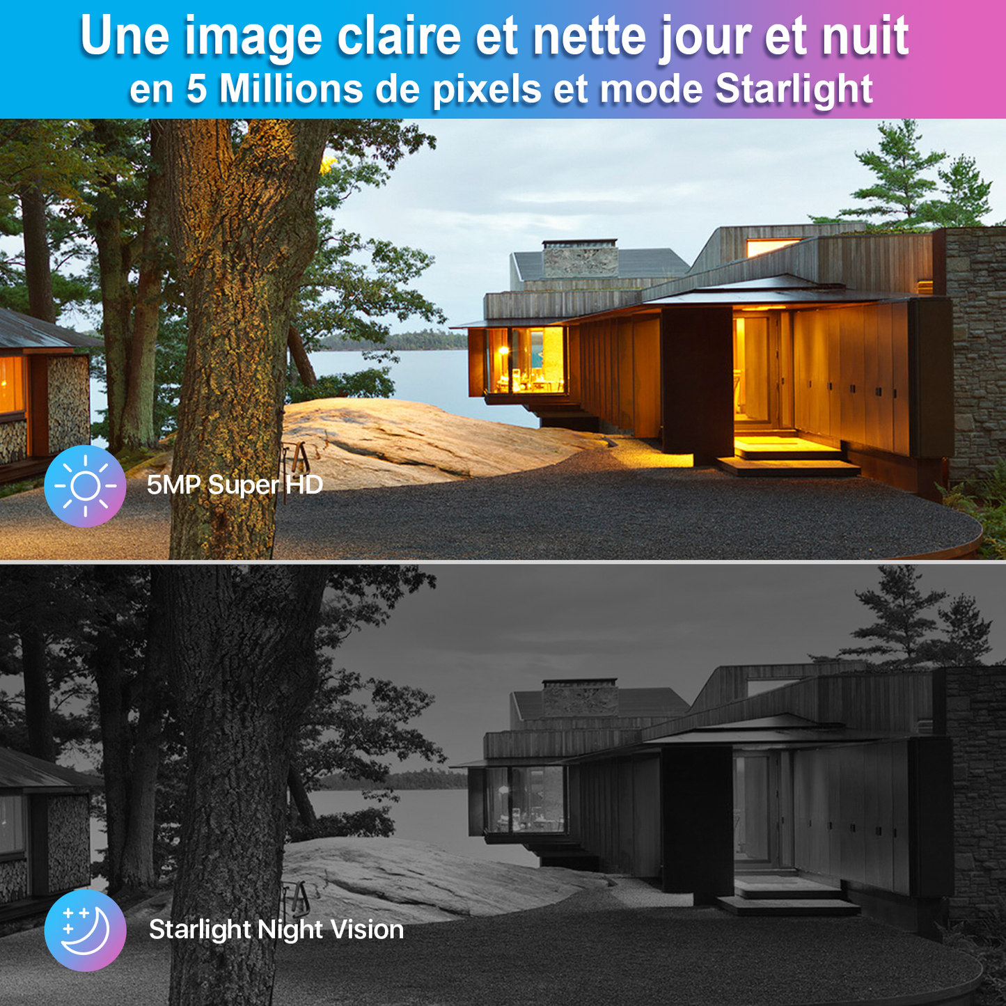 Caméra de Surveillance Sans Fil Haute Définition ZOSI C296 5MP PTZ - Détection humaine et suivi