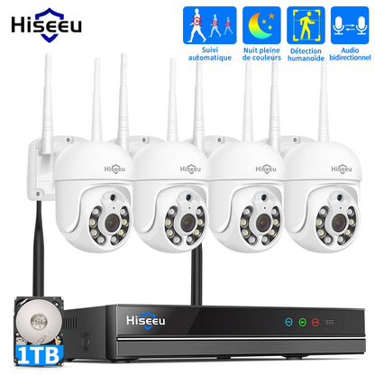 Hiseeu 5MP WiFi CCTV Camera Security System Kit 10CH NVR Recorder Set P2P Outdoor Wireless IP Cameras Video Surveillance System